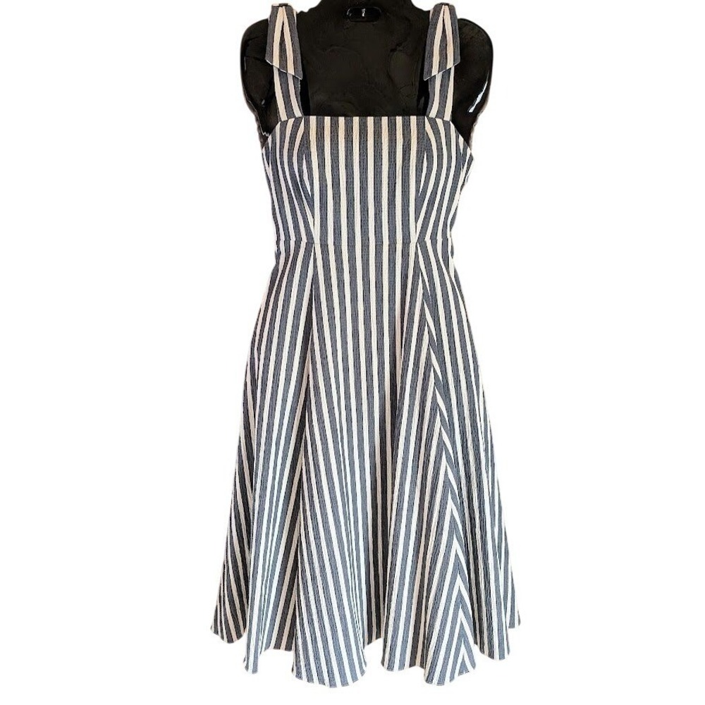 Kate Spade Seersucker Midi Dress Size 0 Coastal Nautical Preppy Classic Cottage